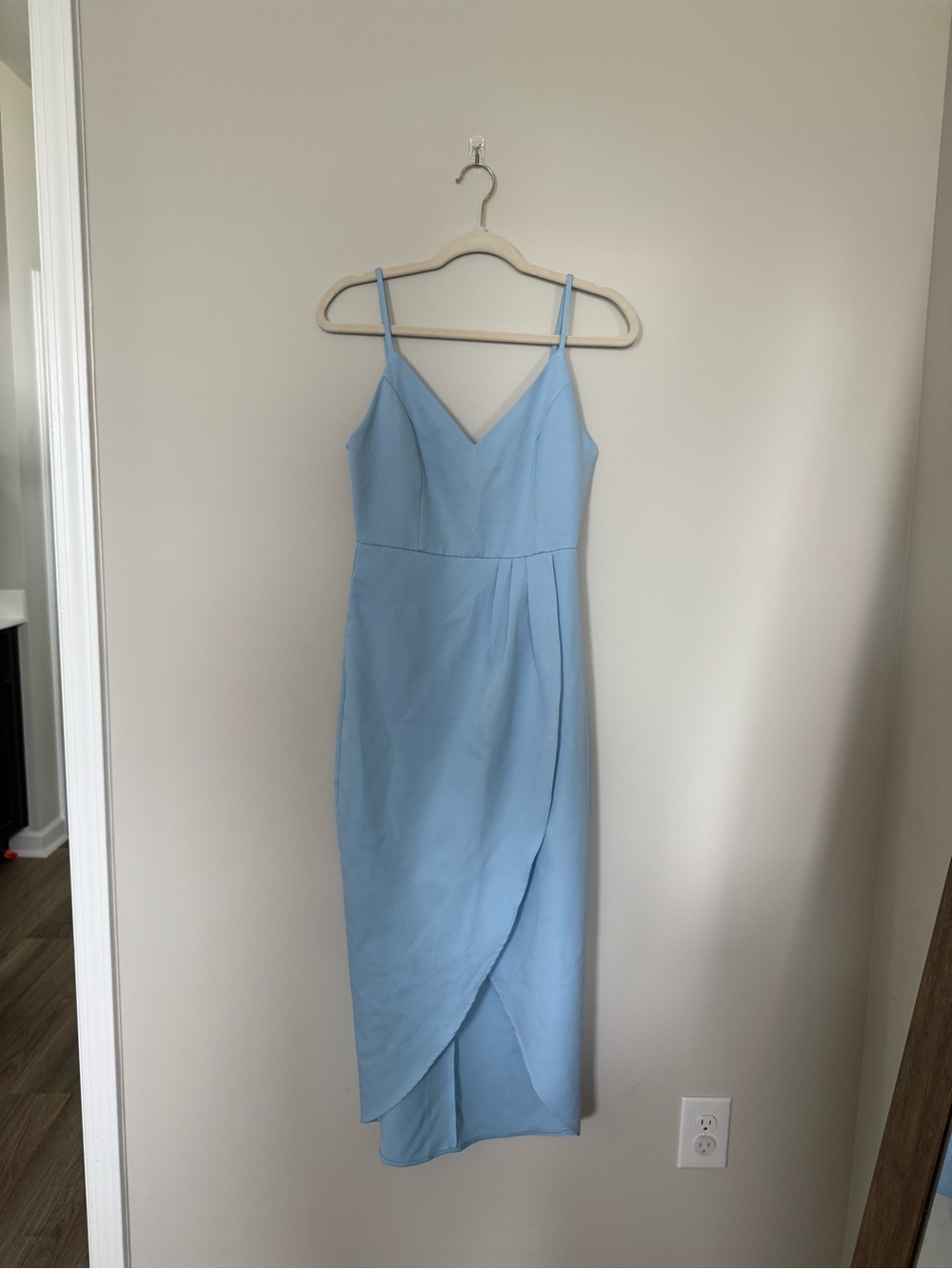 Source Unknown Light Blue Spaghetti Strap Midi Dress